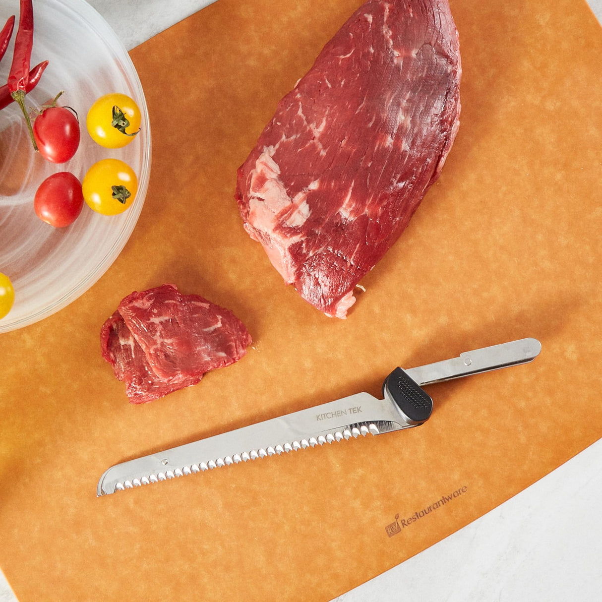 Restaurantware-BLADE ONLY: Kitchen Tek 10.04 Inch Blade For Electric Knife Set, 1 Serrated Carving Knife Blade - Knife Set Sold Separately, Sharp, Stainless Steel Knife Cutter Replacement, For Meat Restaurantware