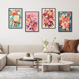 4 Pack Framed Paint by Numbers Kit for Adults with Wooden Easel, Flowers Paint by Numbers with Frame for Beginner, Flowers Adult Paints by Number Kits on Canvas Framed for Wall Decor 8 x 12 Inch Camocin