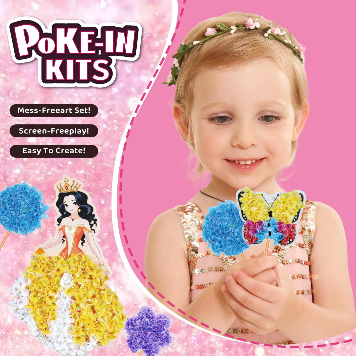 Poke Art Princess Kit Gift 10 Pcs Set,Crafts For Kids Ages 4-8, Diy Craft Kits With & Arts And Crafts For Kids.4, 5, 6, 7, 8, 9,10 Christmas Thanksgiving Birthday Gift Stitch Gifts For Girls R RUCKERCO