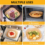 Air Fryer Liners Disposable - 125 Pcs 8IN Square Parchment Paper Sheets, Non-Stick, Oil-Proof Baking Paper for Easy Cleanup, Food-Grade Airfryer Accessories for 5-8 QT Basket, Heat-Resistant to 450°F TEDRAREVO