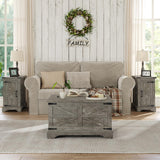 furomate Farmhouse Lift Top Coffee Table, Square Wood Center Table with Large Hidden Storage Compartment for Living Room, Rustic Modern Table with Hinged Lift Top, Oak Grey furomate