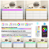 chartustriable 9 Drawer Dresser for Bedroom, White Dresser with LED Lights, Modern Chest of Drawers for Closet, 63" Wide Drawers Organizer Cabinet for Living Room, Entryway, Hallway, White chartustriable
