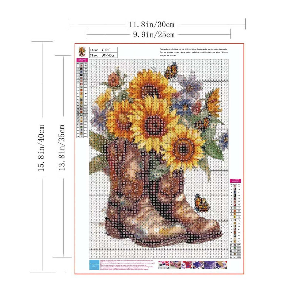 ZQEATRY Boot Diamond Painting Kits for Adults,5D Butterfly Sunflower Flowers Diamond Art Kits for Beginners,DIY Full Drill Diamond Gem Art with Painting Kits for Home Wall Decor 12 x 16 Inch ZQEATRY