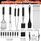 Grilljoy BBQ Accessories Grill Tools Set - 22PCS Stainless Steel Barbecue Grill Accessories for Outdoor Grill with Black Aluminum Case - Grilling Gifts for Men Dad -Grill Tools Kit grilljoy