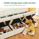 HONBAY Modular Sectional Sofa, Sectional Couch with Storage Seats, Chenille Sectional Couches for Living Room, Beige HONBAY