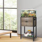 5-10 Gallon Fish Tank Stand, Heavy Duty Aquarium Stand with Cabinet & Power Outlets for Fish Tank Accessories Storage, Double Tank Stand 20.5" L* 11" W Tabletop, 220LBS Capacity, Grey BEURUKU