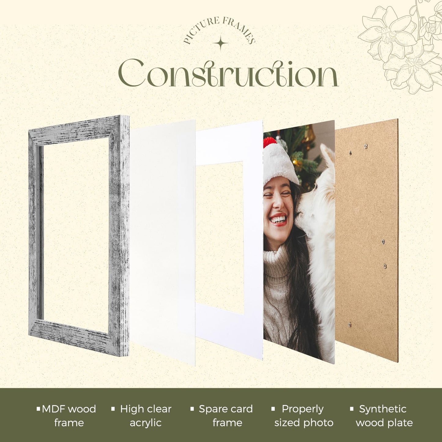 TWING 8x10 Rustic Picture Frames Set of 6 Distressed White Composite Wood Farmhouse Photo Collage Frame For Wall Decor Gallery Wall Frame Set Mounting or Table display, Ideal Valentine Gifts  - WoodArtSupply