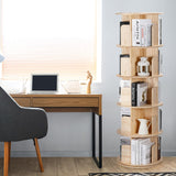Rengue Rotating Bookshelf Tower, 5 Tiers Floor Standing Bookcase Storage Rack, 360 Display Round Spinning Bookshelf with Detachable Feet for Small Space, Bedroom, Living Room, Office Rengue