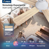 Amico Ceiling Fans with Lights, 42 Inch Low Profile Ceiling Fan with Light and Remote Control, Flush Mount, Reversible, 3CCT, Dimmable, Quiet, White Small Ceiling Fan for Bedroom Outdoor/Indoor Use Amico