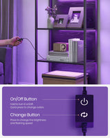 VASAGLE 6-Tier Dimmable LED Bookshelf with Steel Frame, Black Wood Grain Display Unit VASAGLE