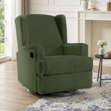 UIXE Swivel Glider Recliner Chair for Adults, Boucle High Back Accent Chair Nursery Rocker for Living Room, Upholstered Manual Reclining Sofa Seating with Deep Seat - Green UIXE
