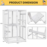 COZIWOW Catio Outdoor Cat Enclosure Window Access, Wooden Cat House Shelter, Kitty Cage with 3 Platforms for Patio Indoor (White) COZIWOW