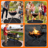 Fire Pit Mat 24'', Fireproof Mat, Deck Protector, Fire Pit Accessories, Burn Barrel, Under Grill Mat, BBQ Mat, Patio Shield, Fire Retardant Base Pad for Outdoors Hodufy