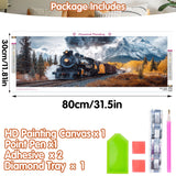 SKRYUIE 5D Large Diamond Painting Kits Train - DIY Diamond Art Kits for Adults Scenery, Full Round Drill - Crystal Embroidery Cross Stitch - Craft for Wall & Office Decor - 12x30 inch / 30x80 cm SKRYUIE