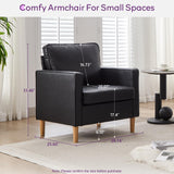 TYBOATLE 57" Small Black Faux Leather Sofa Couches, 3 Piece Living Room Set, Mid-Century Modern Tufted Comfy Loveseat, 2 Seater Office Couch Love Seat for Small Space Bedroom Drom Apartment TYBOATLE