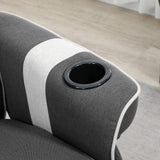 HOMCOM Manual Recliner, Swivel Lounge Armchair with Footrest and Two Cup Holders for Living Room, Black HOMCOM