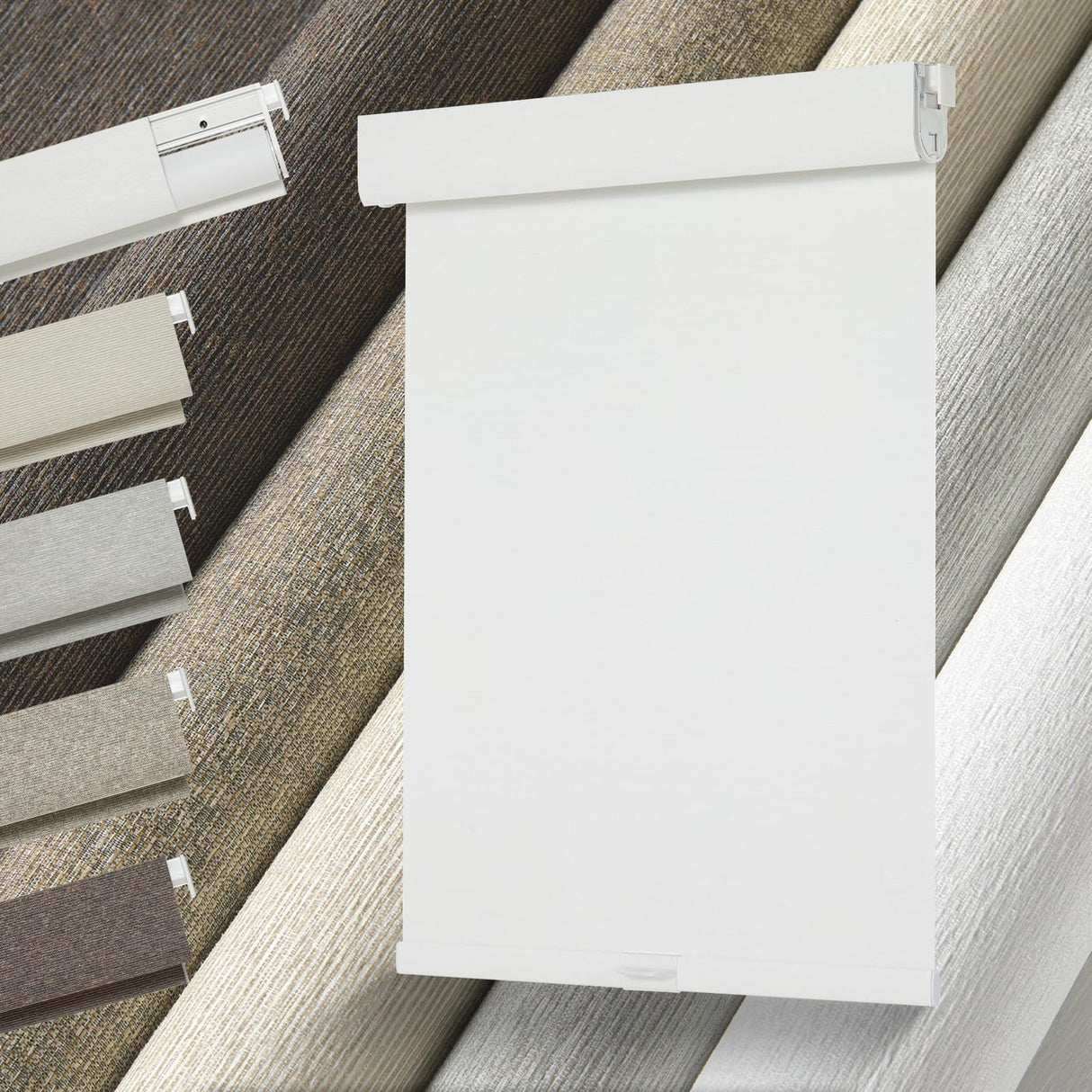 Persilux No Drill No Tools 100% Blackout Roller Shades for Windows,Linen Fabric Cordless Roller Blinds,Custom Blinds for Home,Bedroom,Living Room,White-Blackout,Custom Size Persilux