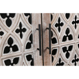 LKTART 59.8" Antique Brown Sideboard Buffet Storage Cabinet Hollow Four Door Antique Cabinet American Country Style Suitable for Living Room Kitchen Hallway LKTART