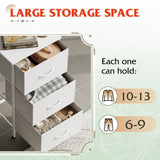 WLIVE Nightstand with 3 Drawers, Fabric Dresser, Organizer Unit, Storage Dresser for Bedroom, Hallway, Entryway, Closets, Sturdy Steel Frame, Wood Top, Easy Pull Handle, White WLIVE