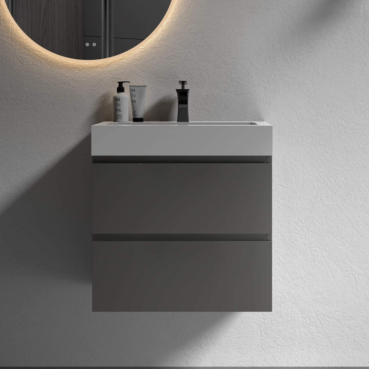 BLUHOUZZ Alice 24 Inch Bathroom Vanity with Sink with Overflow, Large Storage Wall Mounted Floating Bathroom Vanity for Modern Bathroom, One-Piece Sink Basin Minimalist Bathroom Sink Cabinet BLUHOUZZ