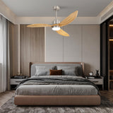 ELEHINSER 52" Wood Ceiling Fan with Lights and Remote Control, 3 Blades 6-Speed Dimmable Light Reversible DC Motor Ceiling fan for Kitchen Bedroom Dining Living Room, Wood Blades with Nickel ELEHINSER