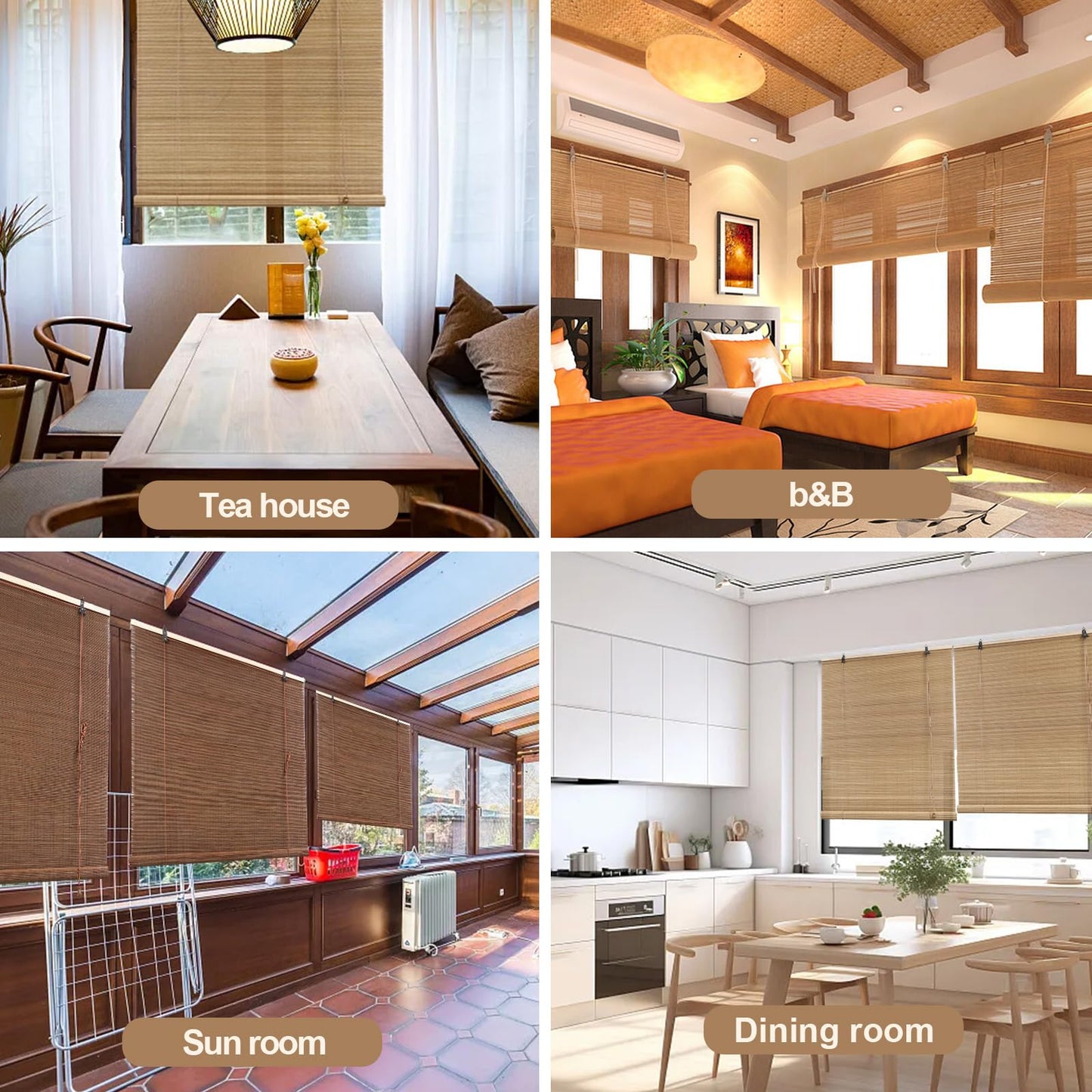 ORNDSDM Bamboo Blinds, Bamboo Shades for Indoor Windows, Bamboo Shades for Patio, Custom Size, Bamboo Shades for Windows, Courtyard Garden, Balcony, Terrace