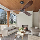 heimo 72 Inch Outdoor Ceiling Fans Without Lights，Wood Ceiling Fan No Light for Patios Living Room Bedroom Large Indoor Exterior Modern Farmhouse Propeller 3 Blade Wooden Fan with Remote (Walnut) heimo