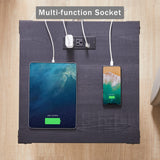 JXQTLINGMU Farmhouse End Table with Charging Station, 18'' Rustic Nightstand with Barn Door & Adjustable Shelf, Wooden Sofa Side Table with 3-Tier Storage for Living Room, Bedroom, White JXQTLINGMU