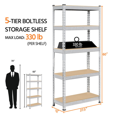 Topeakmart 5-Tier Utility Shelves, Metal Storage Shelves Garage Shelving Unit Adjustable Garage Storage Shelves Storage Racks Heavy Duty Shed Topeakmart