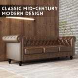 LaiBiKe Leather Brown Sofa for Living Room Chesterfield 3 Seater Couch Sofa Comfortable Soft Sturdy Durable Furniture for Office Bedroom Apartment Hotel Place (03-Brown-80) LaiBiKe