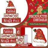 Moucuny 4 Pcs Christmas Table Decorative Signage Santa Hat Ho Ho Ho Wooden Blocks Christmas Tabletop Decor Wooden Block Sign Tiered Tray Decor Christmas Centerpieces Table Decor for Christmas Home Moucuny