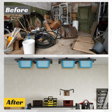 RDUIGT Garage Ceiling Bin Storage Racks,Overhead Garage Tote Storage Rack 48"x48",Heavy Duty Ceilin Tote Storage Rails Adjustable Garages Hanging Storage Racks System for Containers, Bins RDUIGT