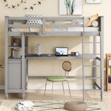 Bellemave Grey Loft Bed with Desk and Storage for Kids and Teens Bellemave