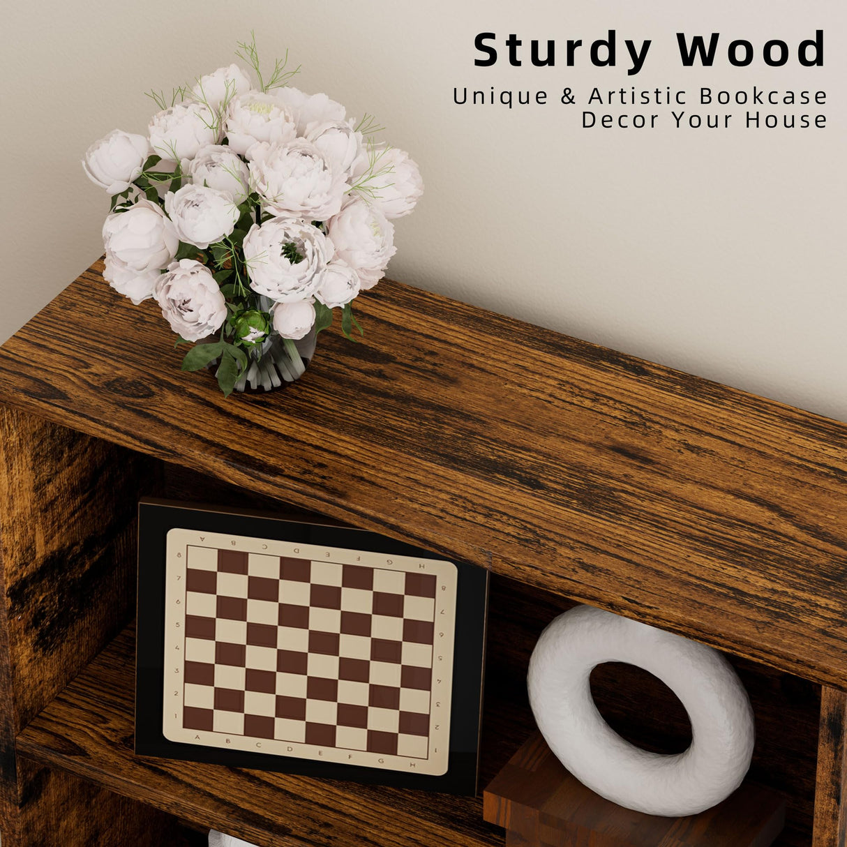 JAMFLY Open Bookshelf and Bookcase, 6 Shelf Storage Tall Bookcase for Bedroom, Living Room and Office, Vintage Brown JAMFLY