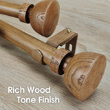 SKYPLUS LIVING Faux Wood Style Curtain Rod Set with Wood Grain Round Finial, 72-144 inch, Standard Single Drapery Rod for 1 Pack, 1 inch diameter, Adjustable Length SKYPLUS LIVING