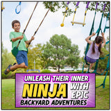 Ninja Warrior Obstacle Course for Kids Workout Equipment, 2 x 55ft Slacklines with 10 Weatherproof & Durable Ninja Kids Toys - Ninja Course for Kids Outside , Kids Obstacle Course Backyard Trailblaze