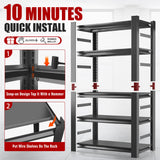 Garage Shelving Unit and Storage-Easy Assembly Metal Shelves 5-Tier Rack|Heavy-Duty Adjustable Shelf|Steel Rust-Resistant Shelves for Industrial,Warehouse,Basement,Workshop|72" Hx48 Wx24 D Metallitrend