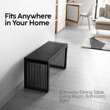 Bamboo Natural 36 inch Wooden Bench, Small Wood Benches for Entryway, Living & Dining Room, Kitchen, Bedroom, Bathroom, Hallway, Front Door, For Indoor & Outdoor Patio Use, Mid Century Modern Decor SWEVEN