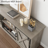 IDEALHOUSE Farmhouse Tv Stand for 65 Inches TVs, Entertainment Center with Storage and Sliding Barn Doors, Adjustable Shelf Modern Media TV Console TV Stand Table for Living Room, Bedroom, Grey IDEALHOUSE