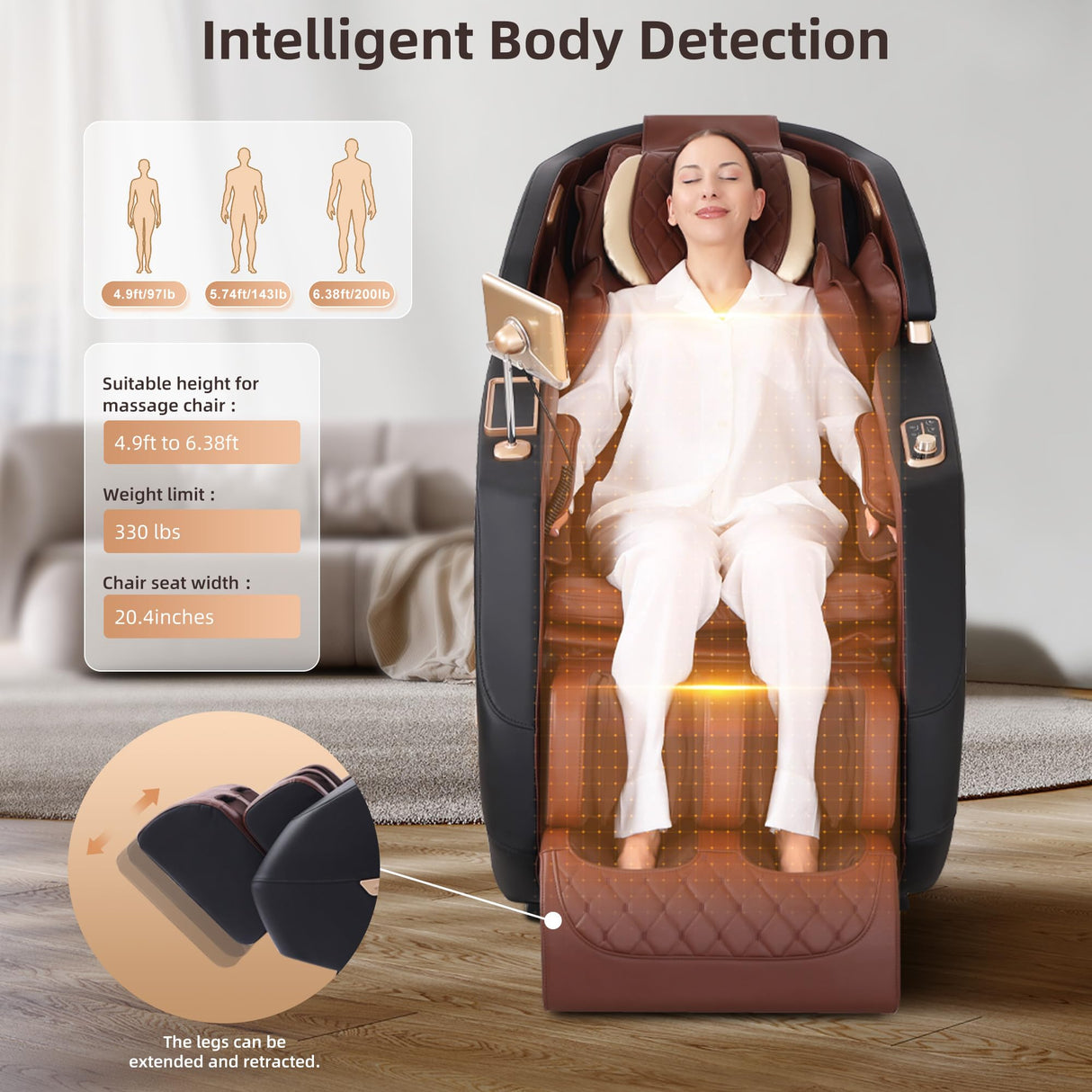 LIULINREST 2025 4D Massage Chair Full Body, Zero Gravity Massage Chair with SL-Track & Heating, Massage Shiatsu Recliner Chair with Smart Voice Control, Touchable Screen, Airbags, Foot Rollers (Brown) LIULINREST