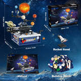 Solar System Building Sets with Light - Rotatable Space Exploration Building Toys with 9 Planets & Rocket Sets Science Astronomy Educational Gifts for Boys Girls Age 6+ Years Old Kids(775 PCS) CUBIMANA