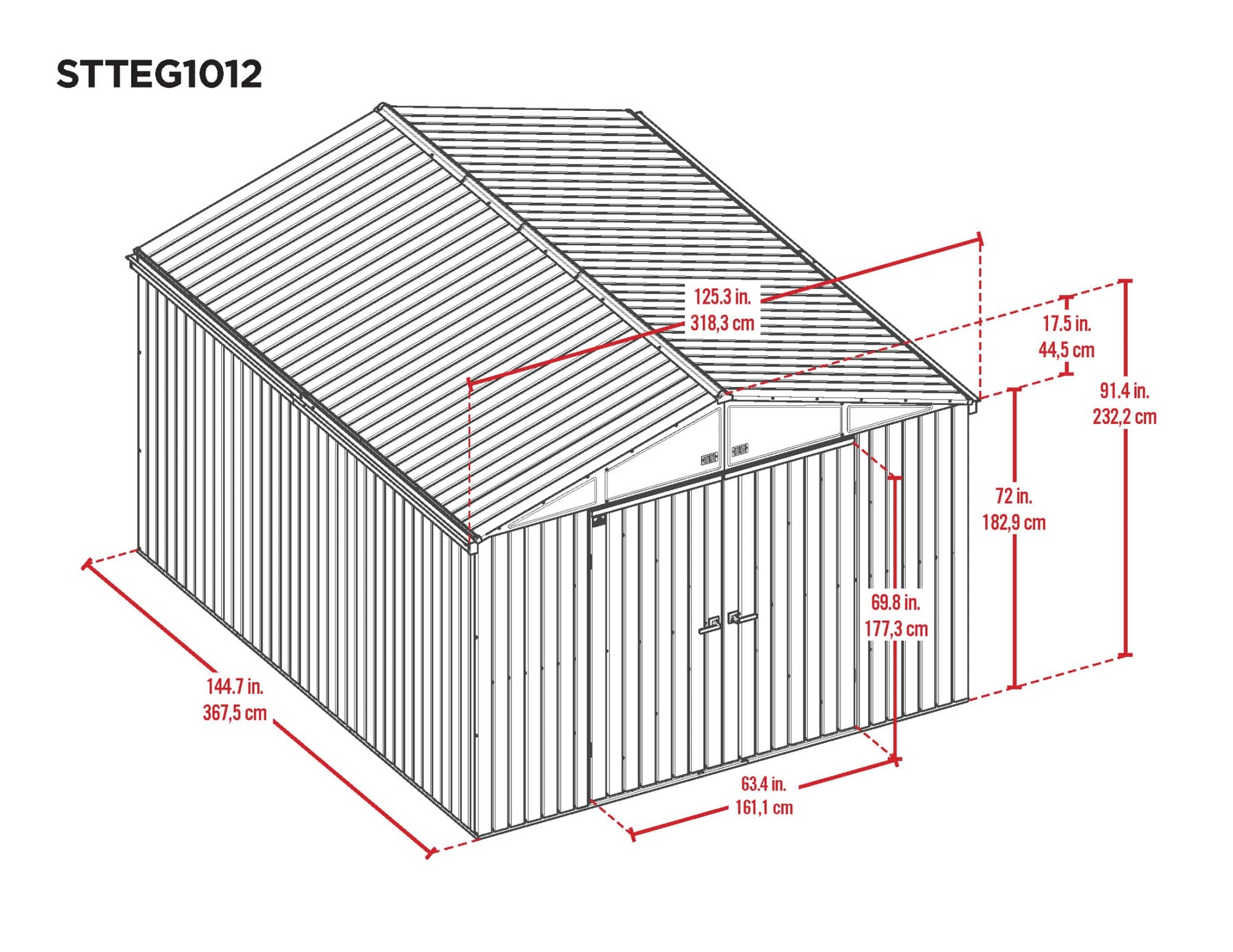 Scotts 10' x 12' Outdoor Lockable Water-Resistant Steel Storage Shed Building with Tool Hanger and Gable Roof, Green - WoodArtSupply