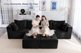 MAXYOYO Modular Sectional Sofa Couch, U Shaped Modern Cloud Couch with 2 Ottomans, Sofa in A Box, Tufted 6-Seat Boneless Sleeper Chair for Living Room, No Assembly Required, Black MAXYOYO