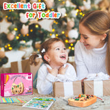 flycoost Montessori Toddler Busy Board, Wooden Busy Board with 17 LED Lights, Travel Toys for Toddlers 1-3 Years, Light Switch Toys, Toddler Sensory Boards, Toys for 1 Year Old Girls flycoost