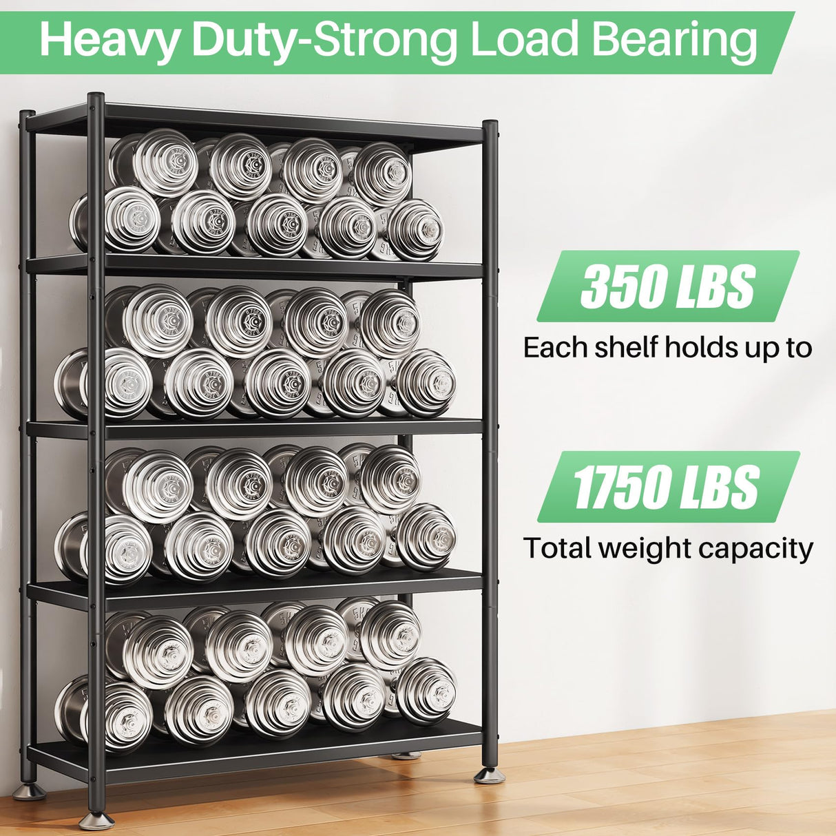 Metal Shelving for Storage, 5 Tier Adjustable Kitchen Storage Shelves with Wheels, Shelving Unit Bookshelf Utility Shelf Metal Storage Rack for Garage Pantry Closet Laundry, 35.8"x13"x59.65" PXRACK