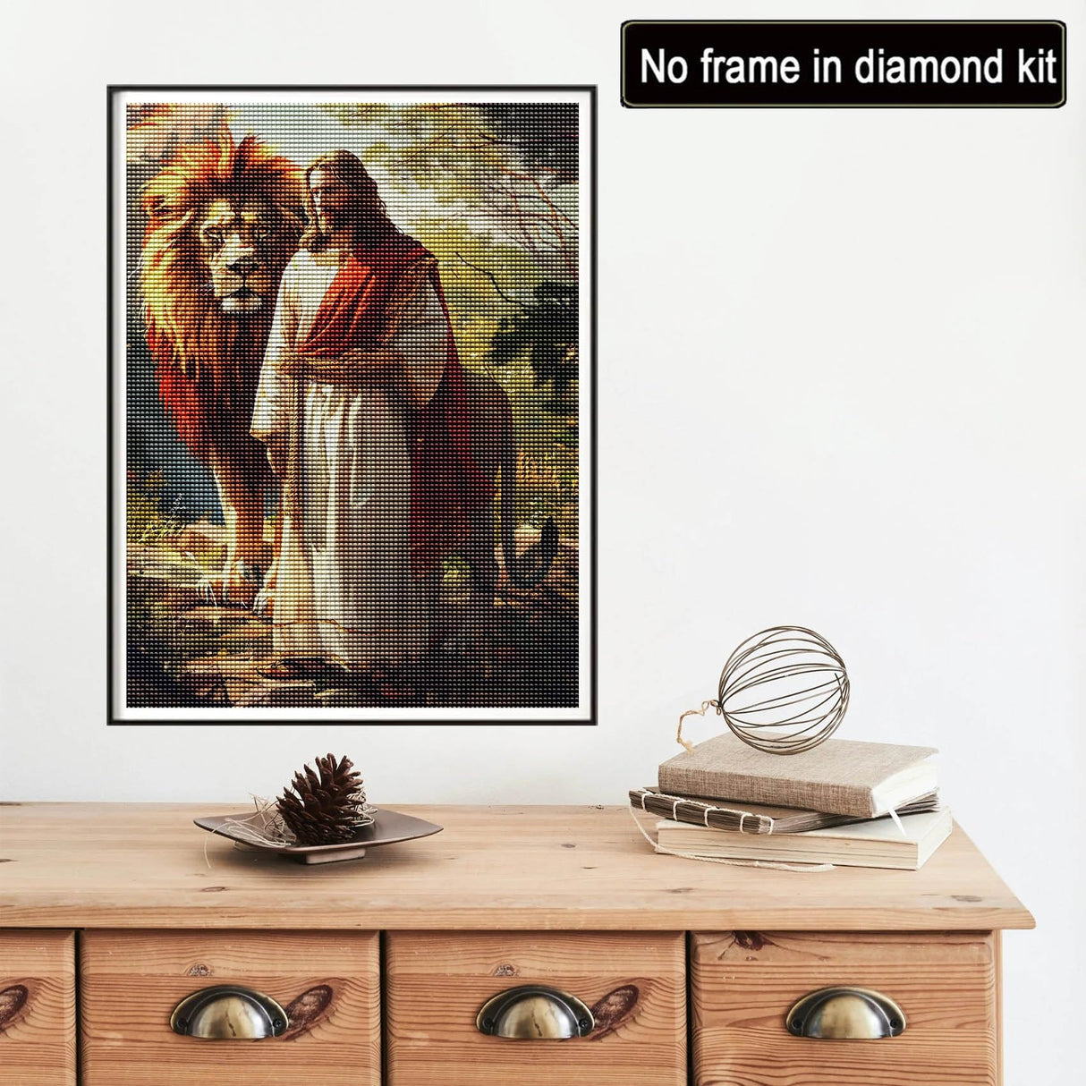 Reofrey DIY Diamond Art Kits for Adults Jesus, Lions Full Drill Round Rhinestone Diamond Painting Kits for Adults, Cross Stitch Embroidery Canvas for Crafts Home Wall Decor 30x40cm Reofrey