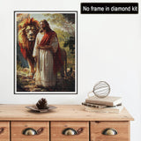 Reofrey DIY Diamond Art Kits for Adults Jesus, Lions Full Drill Round Rhinestone Diamond Painting Kits for Adults, Cross Stitch Embroidery Canvas for Crafts Home Wall Decor 30x40cm Reofrey