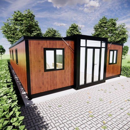 Tiny House to Live in,30FT Prefab House with 3 Bedroom,1 Bathroom,1 Kitchen and Living Room,Portable Prefabricated Tiny Home for Adults Living, Foldable Container House prefabricated(Oak) - WoodArtSupply