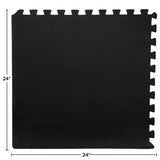 EVA Foam Mat Tiles 24-Pack - 96 SQ FT of Interlocking Padding for Garage, Playroom, or Gym Flooring - Exercise Mat or Baby Playmat by Stalwart (Black) Stalwart