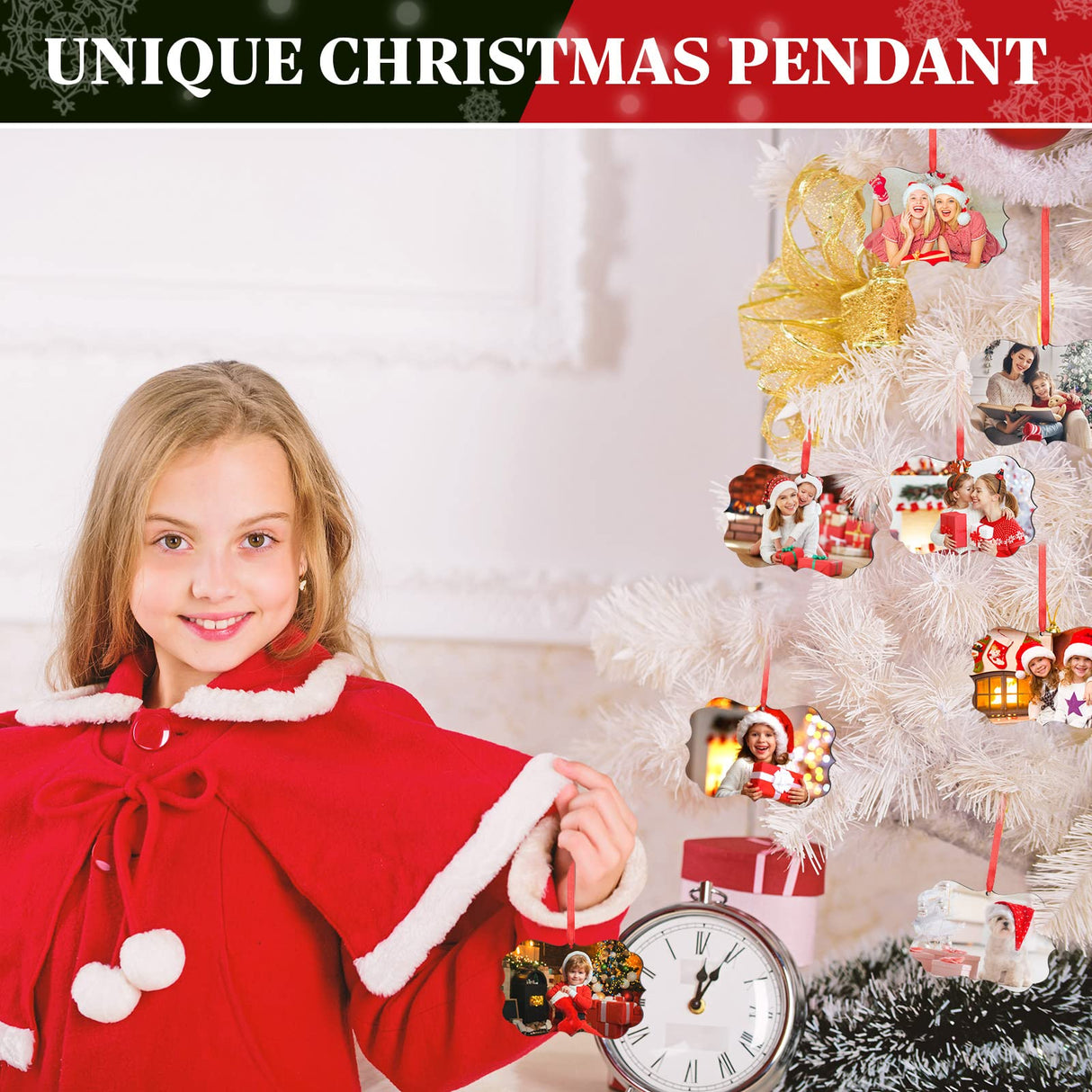 80 Pcs 4.3" x 2.8" Christmas Sublimation Ornament Blanks Double Sided Blank Heat Transfer Pendant Sublimation Christmas Ornaments MDF Board Personalized Sublimation Hanging Ornaments with Rope for DIY Zhehao